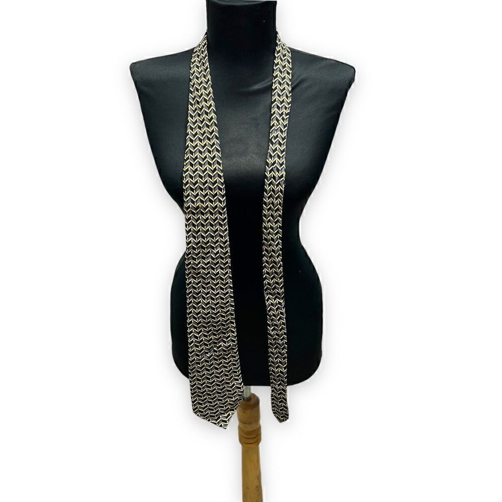 Rafaello mens silk tie gold navy pattern. 100% silk. Vintage. - Picture 3 of 4